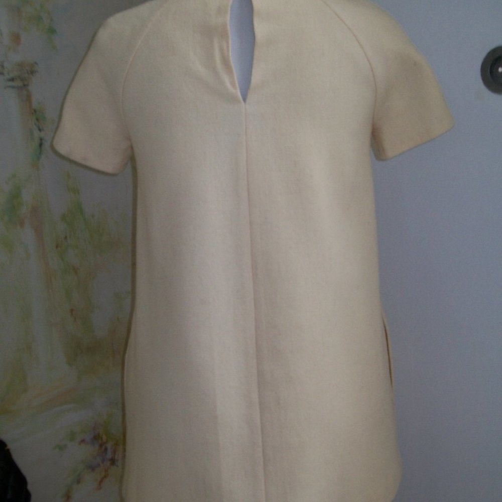 Rare Ioana Ciolacu Women's Ivory Wool Micro Mini Dress Short Sleeves Pockets XS - Picture 7 of 11